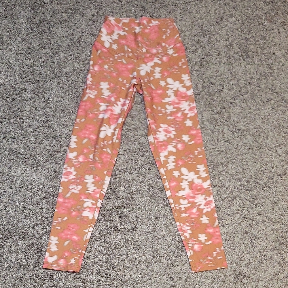 Offline by Aerie Leggings Real Me 7/8 Hi-Rise Medium Pink Floral Watercolor NWOT
